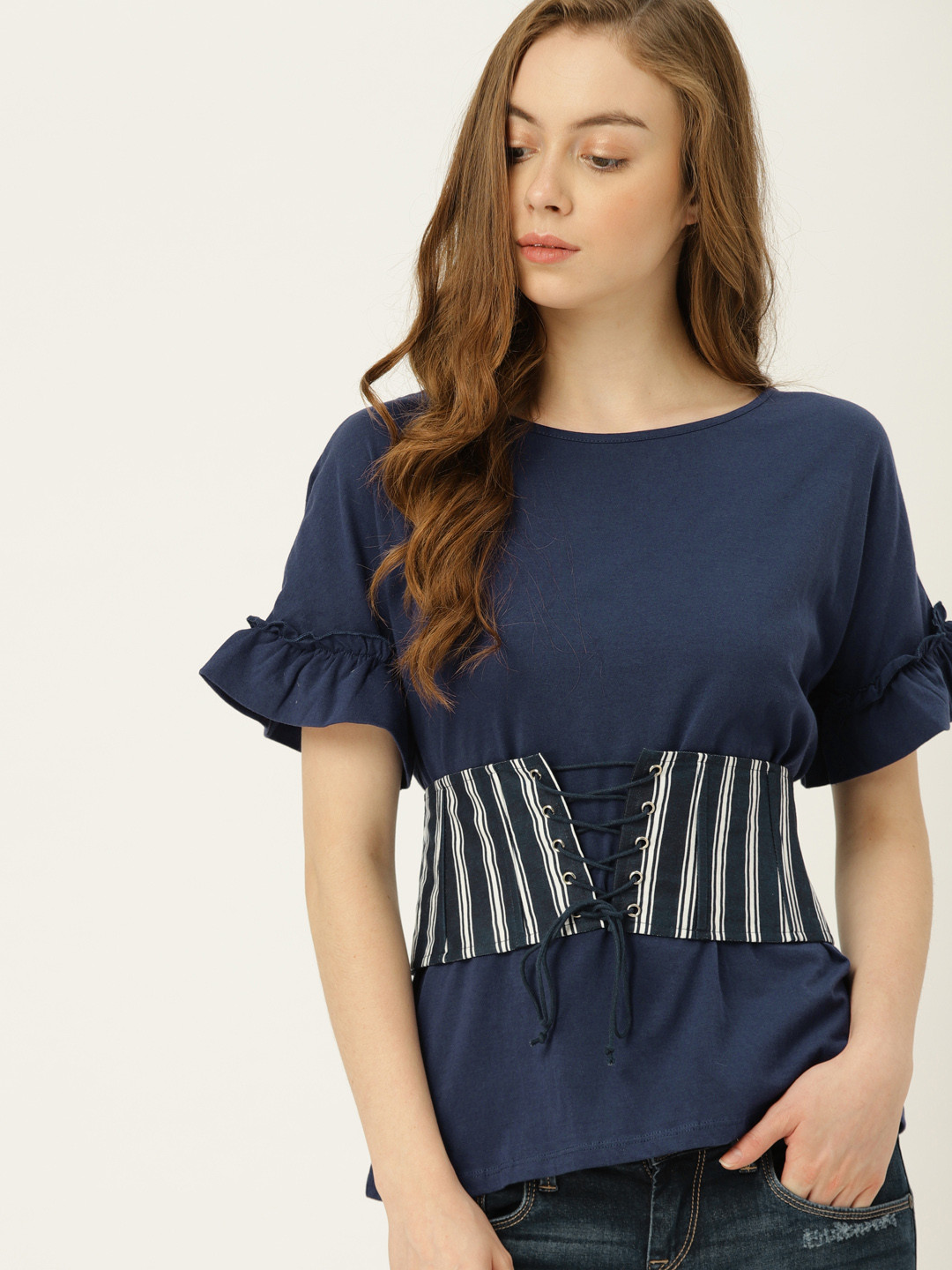 Striped Corset Belt - Tops for Women 