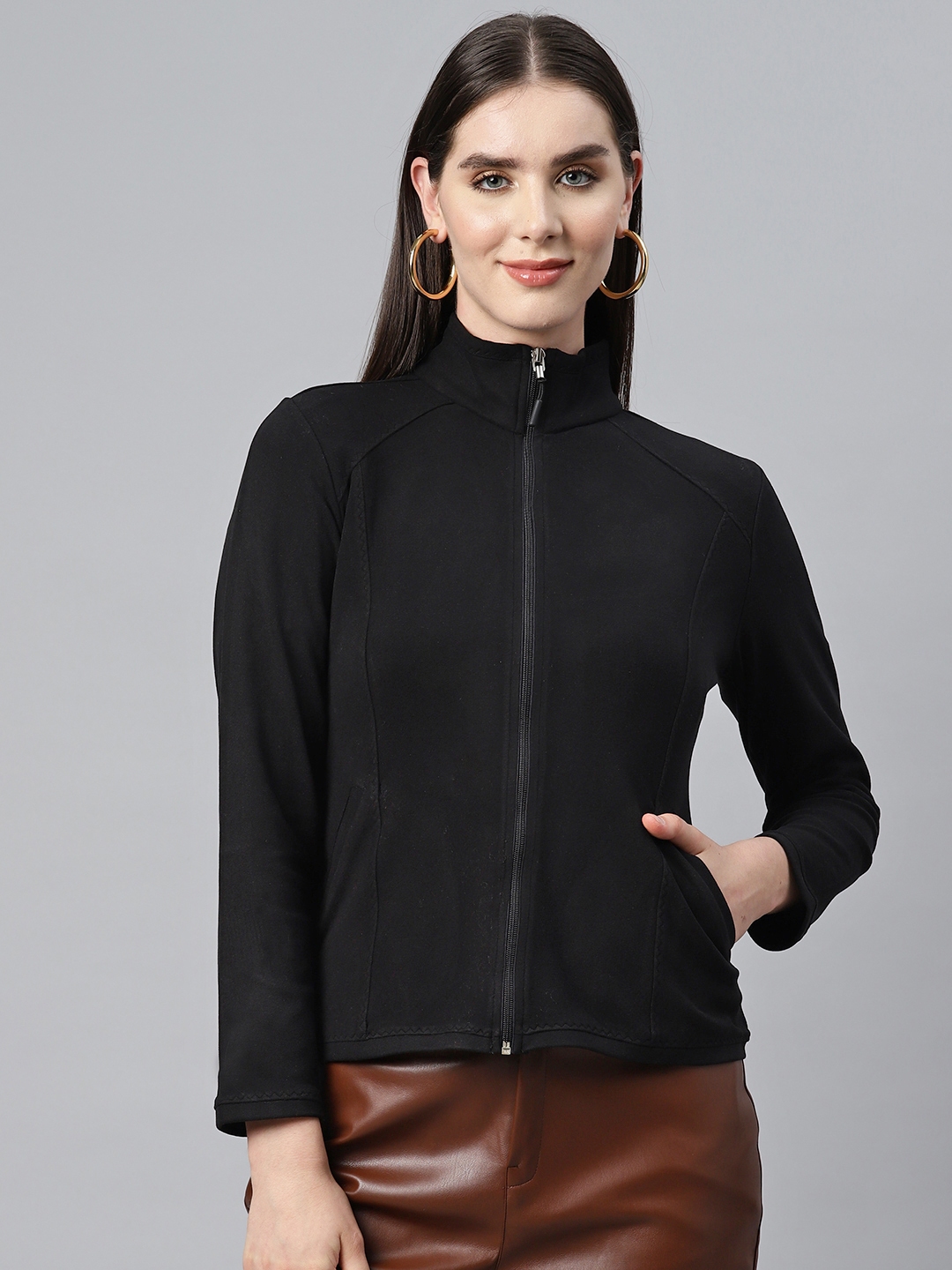 Buy Nayam By Lakshita Fleece Stand Collar Sporty Jacket Jackets for Women 25149628 Myntra