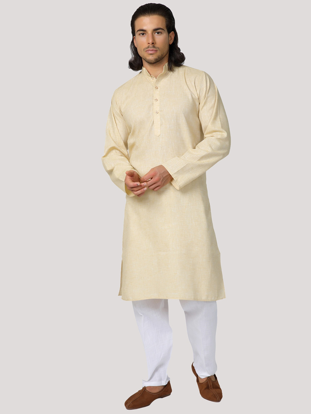 MAG Mandarin Collar Regular Pure Cotton Kurta with Pyjamas