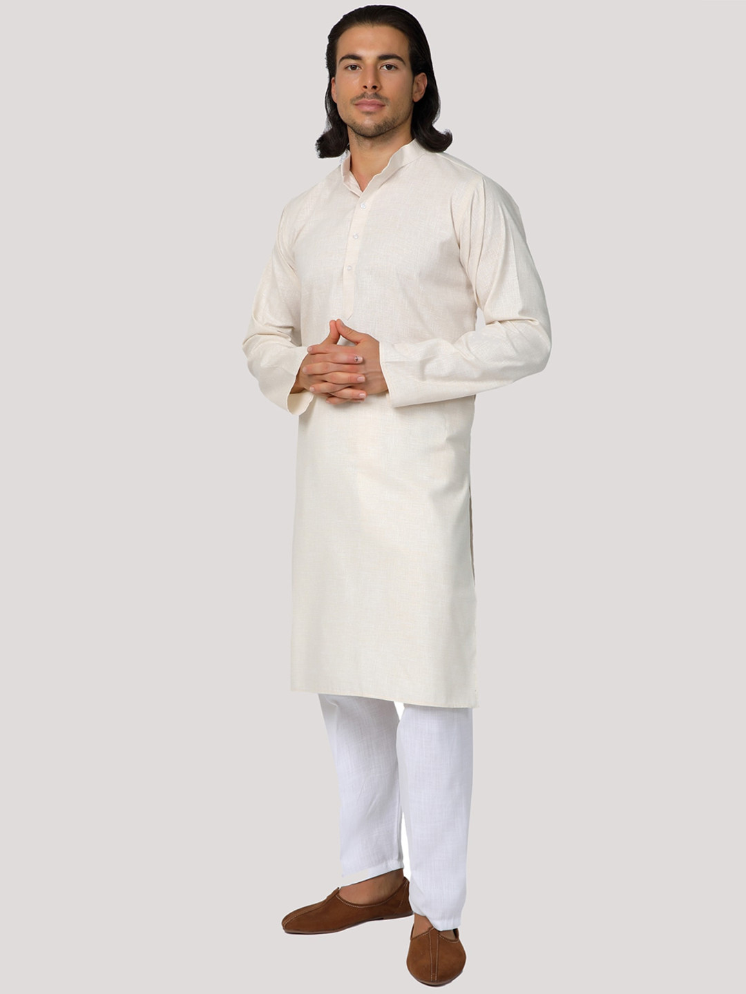 MAG Mandarin Collar Regular Pure Cotton Kurta with Pyjamas