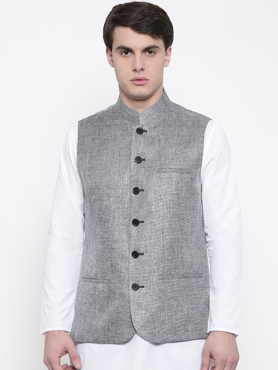 Buy Theme Grey Self Design Rajput Nehru Jacket Nehru Jackets for