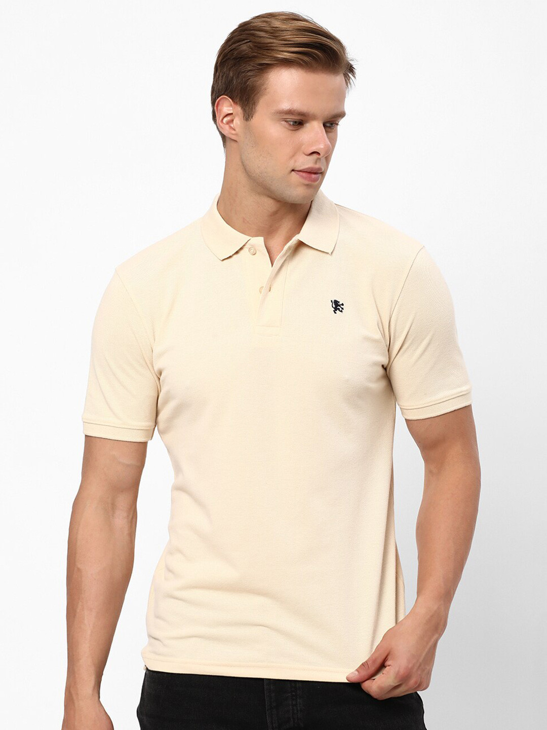 R&B Short Sleeves Polo Collar Cotton T-shirt