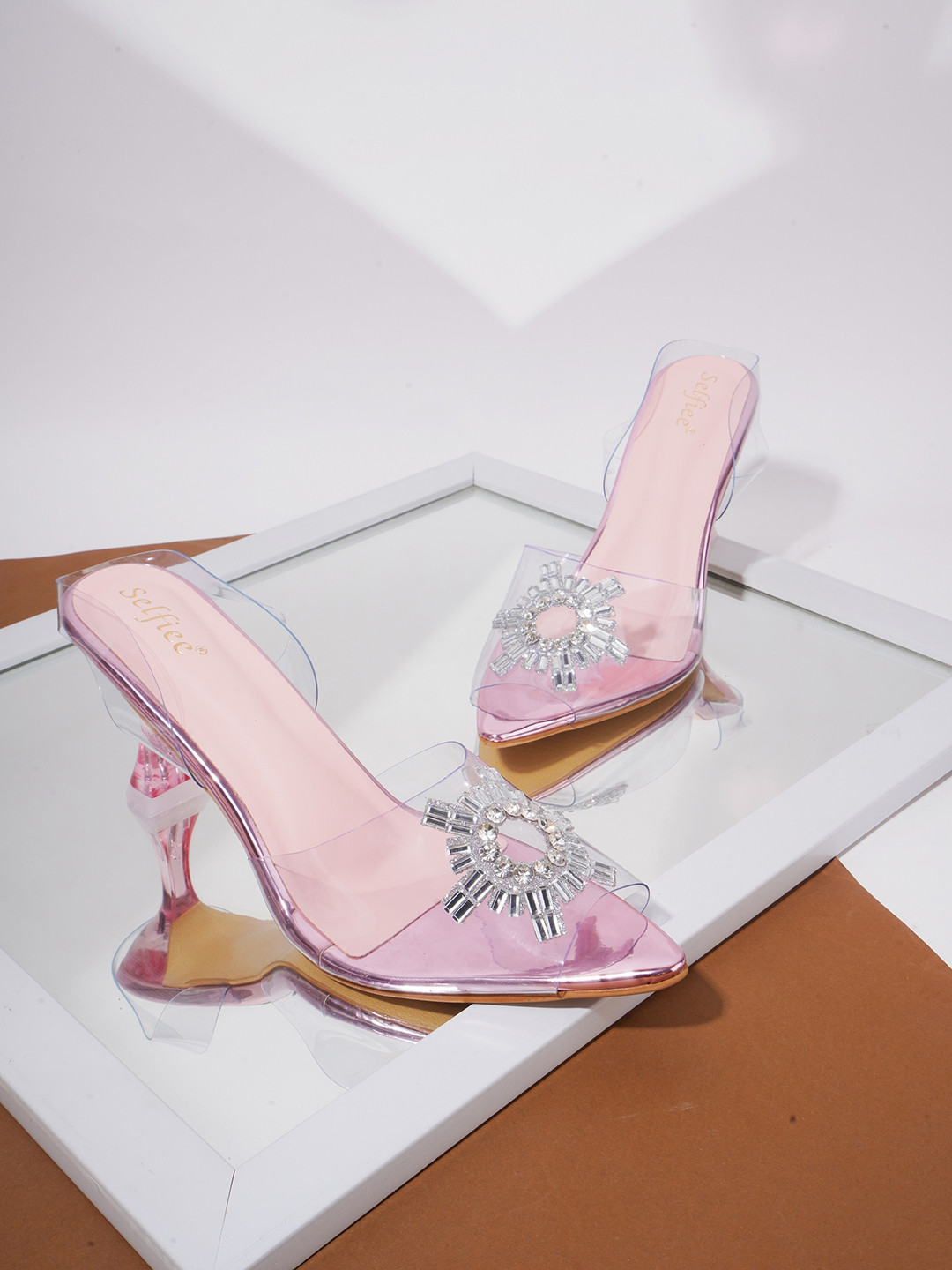 Try Me Embellished Peep Toe Slim Heels