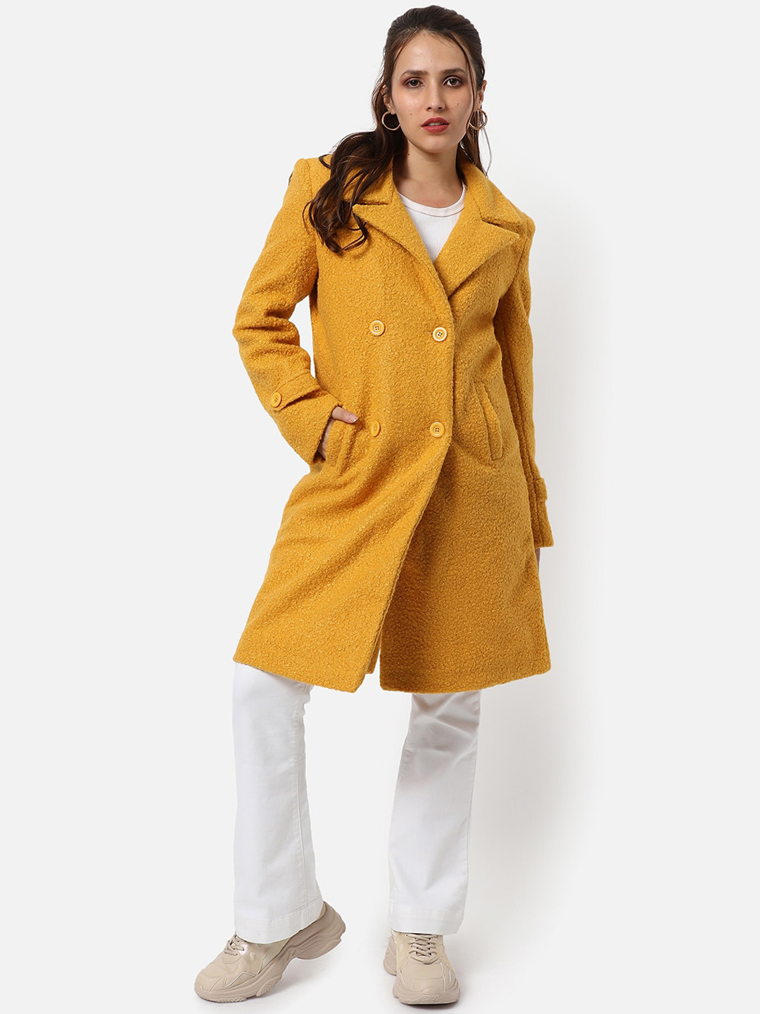 Campus Sutra Double-Breasted Acrylic Longline Overcoat