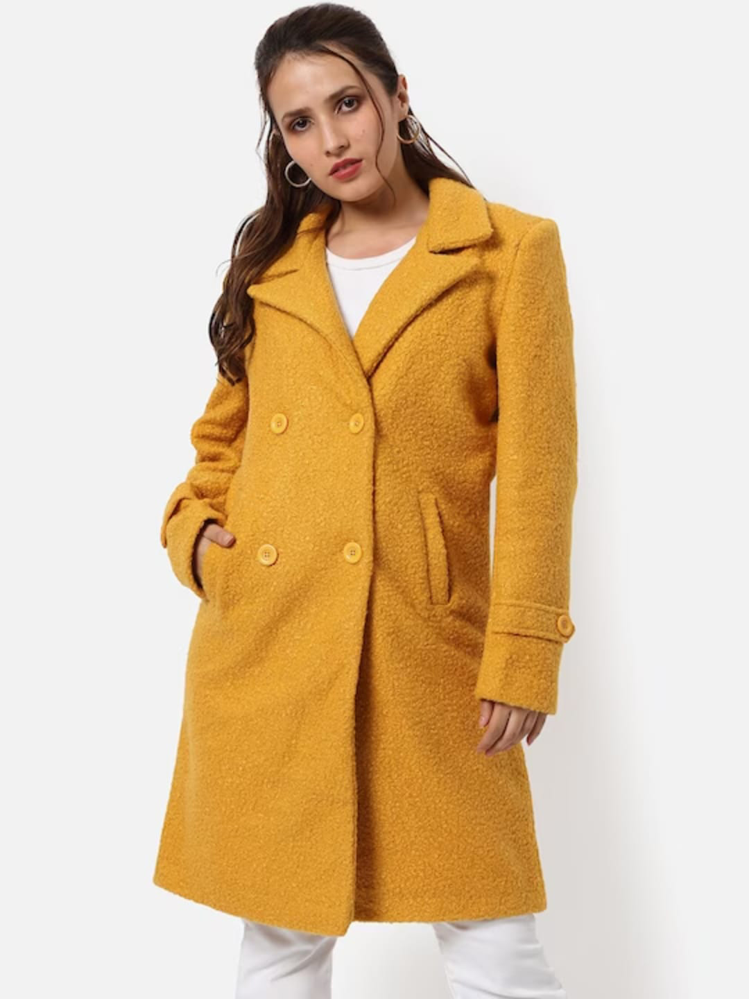 Campus Sutra Double-Breasted Acrylic Longline Overcoat