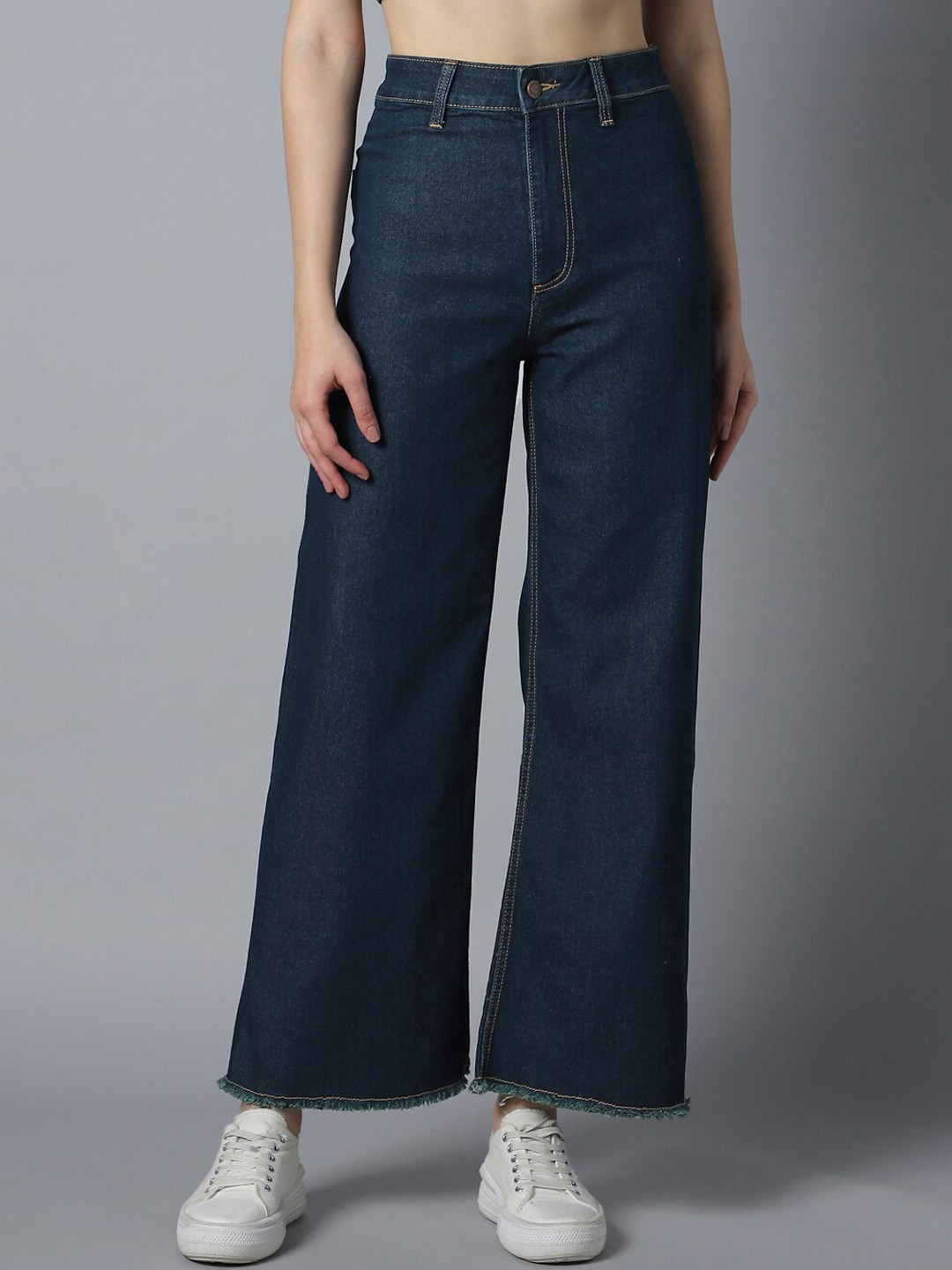 High Star Women 90's Straight Fit High-Rise Clean Look Stretchable Jeans