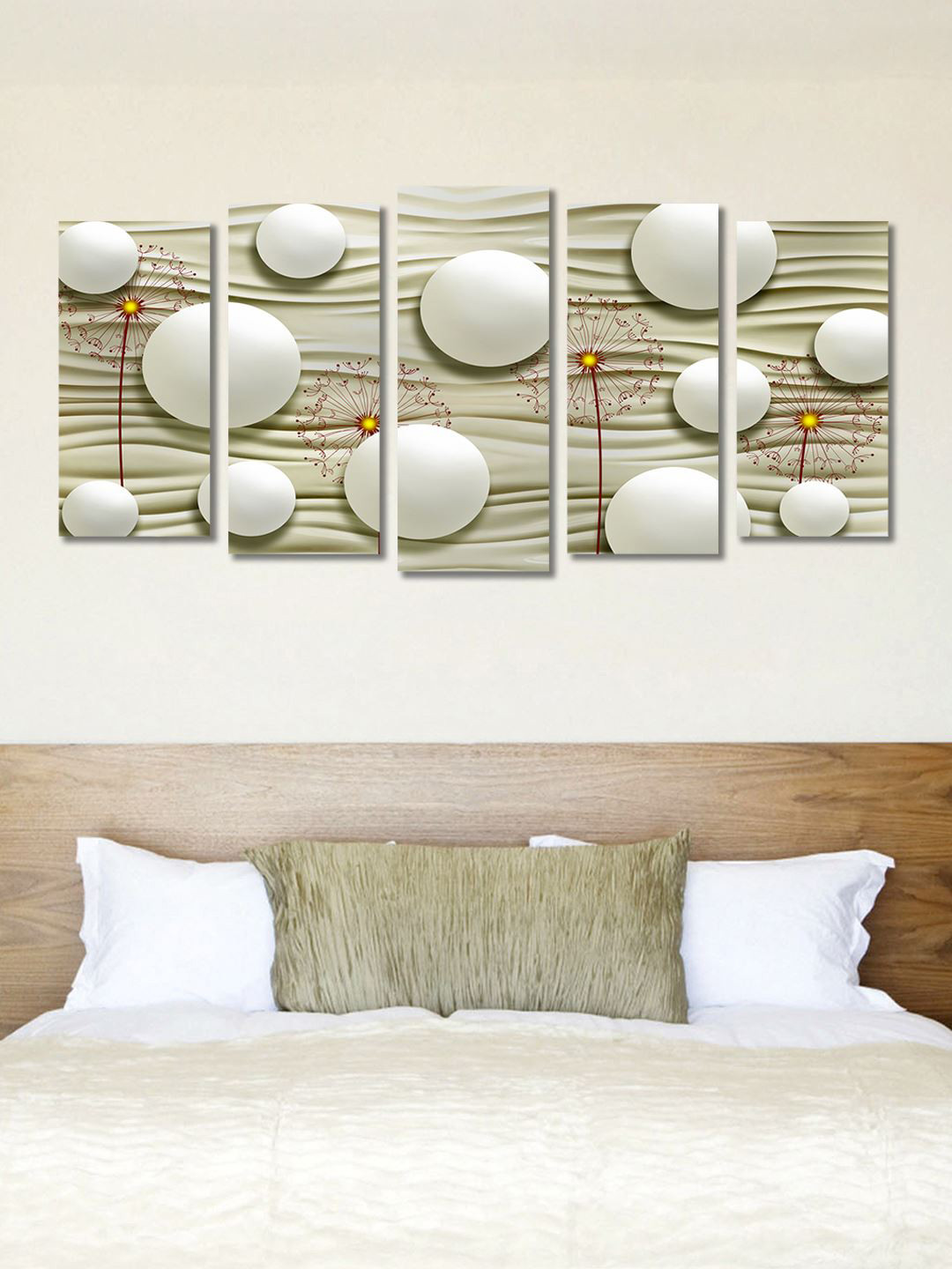 999Store Silver & Cream Set of 5 Wall Art
