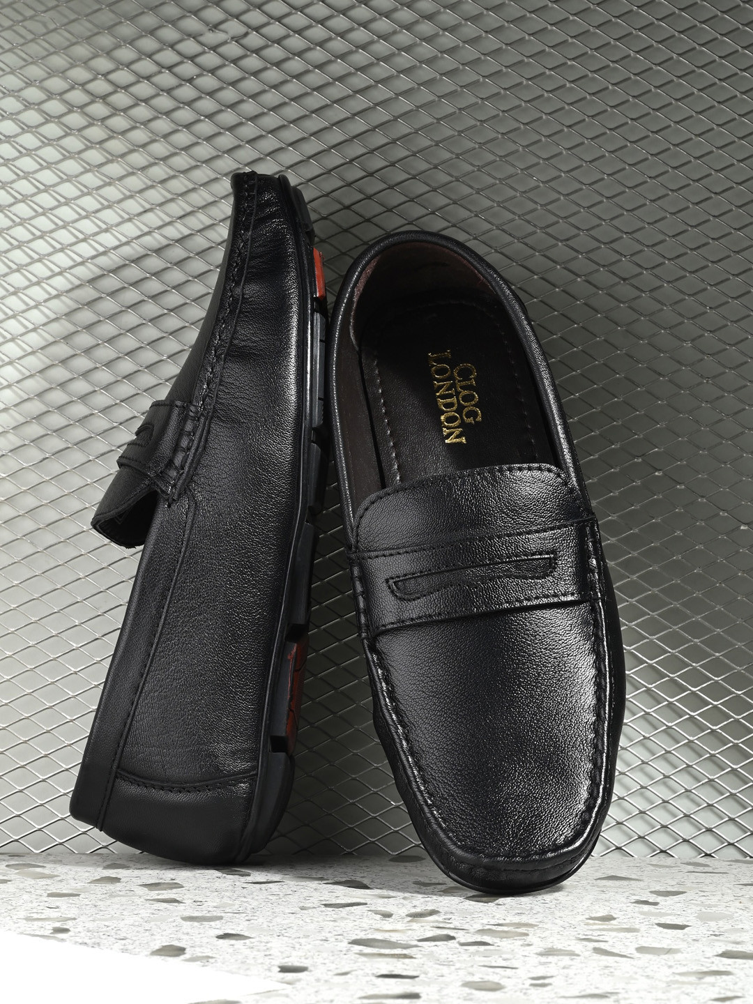 CLOG LONDON Men Leather Square Toe Loafers
