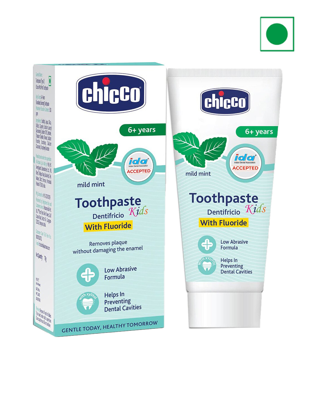 Chicco Dentifricio Mild Mint Toothpaste For 6Y+ Kids With Fluoride To Remove Plaque - 70g