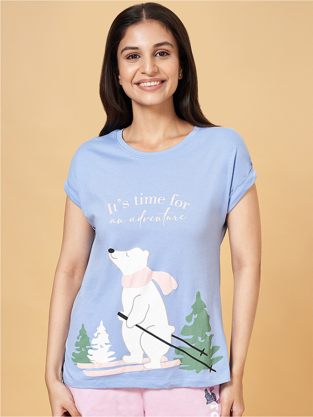 Dreamz by Pantaloons Print Extended Sleeves Cotton Top