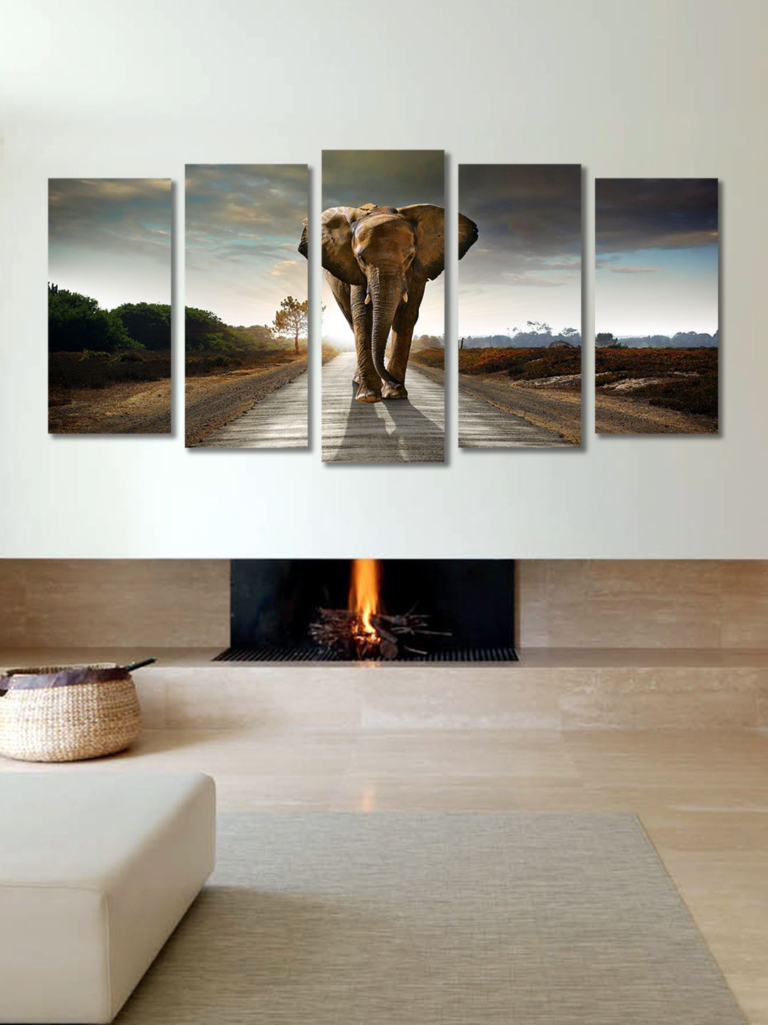 999Store Grey & Brown Set of 5 Wall Art