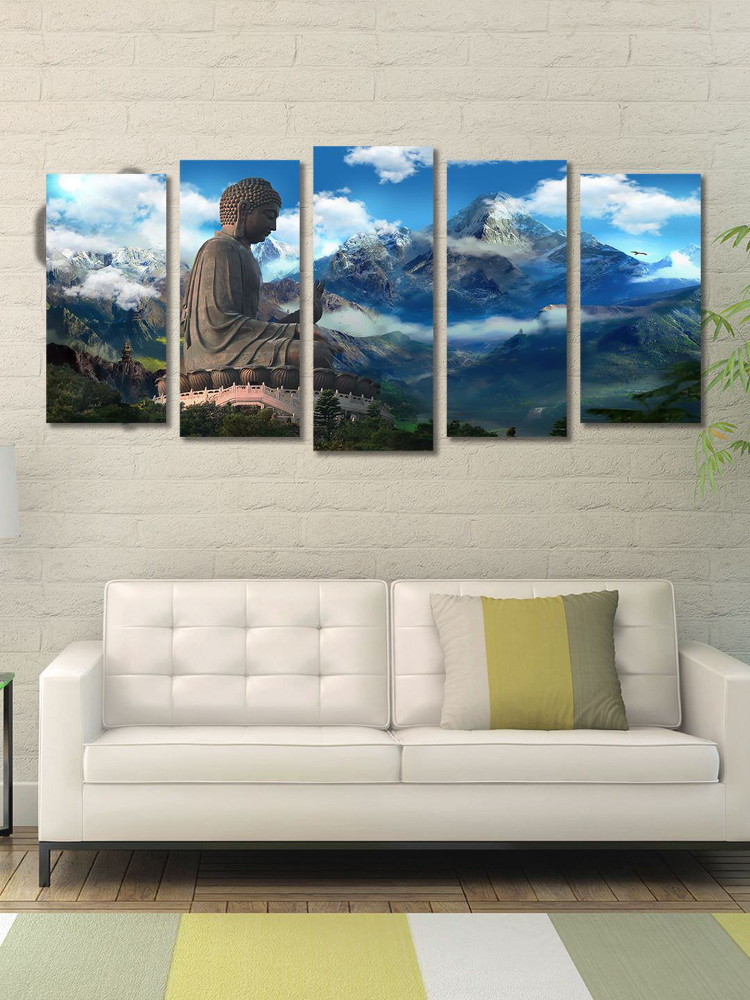 999Store Religious Canvas 5 Pcs Wall Rectangle Paintings Wall Art -27.6x11.8In