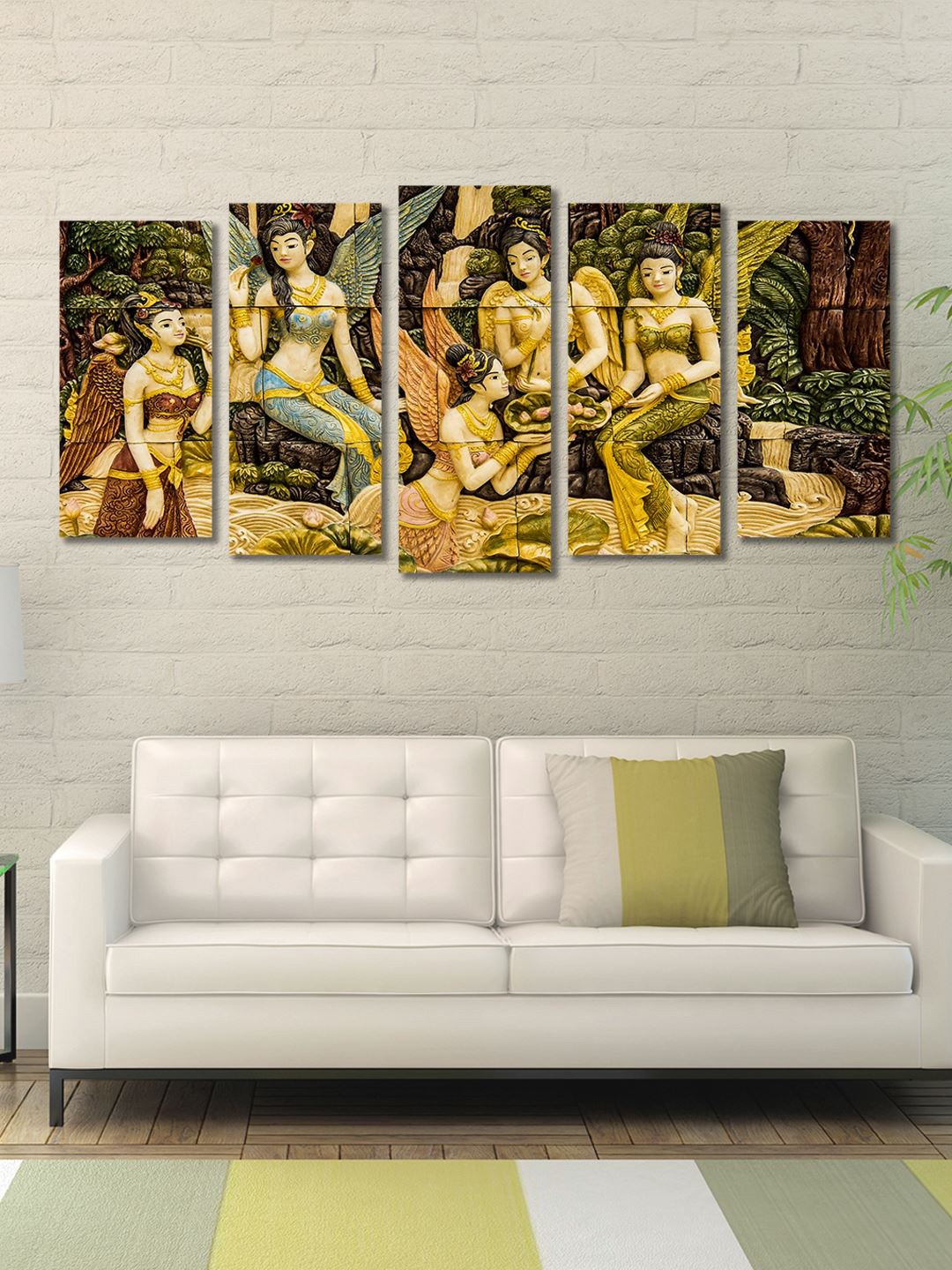 999Store Yellow, Green & Brown Set of 5 Fantasy Wall Art