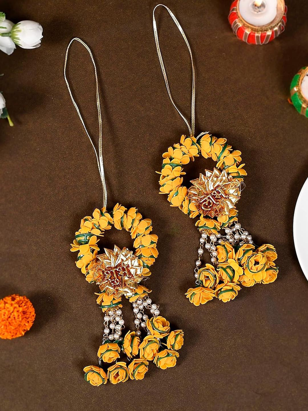 Ascension Yellow 2 Pieces Subh Labh Side Door Toran