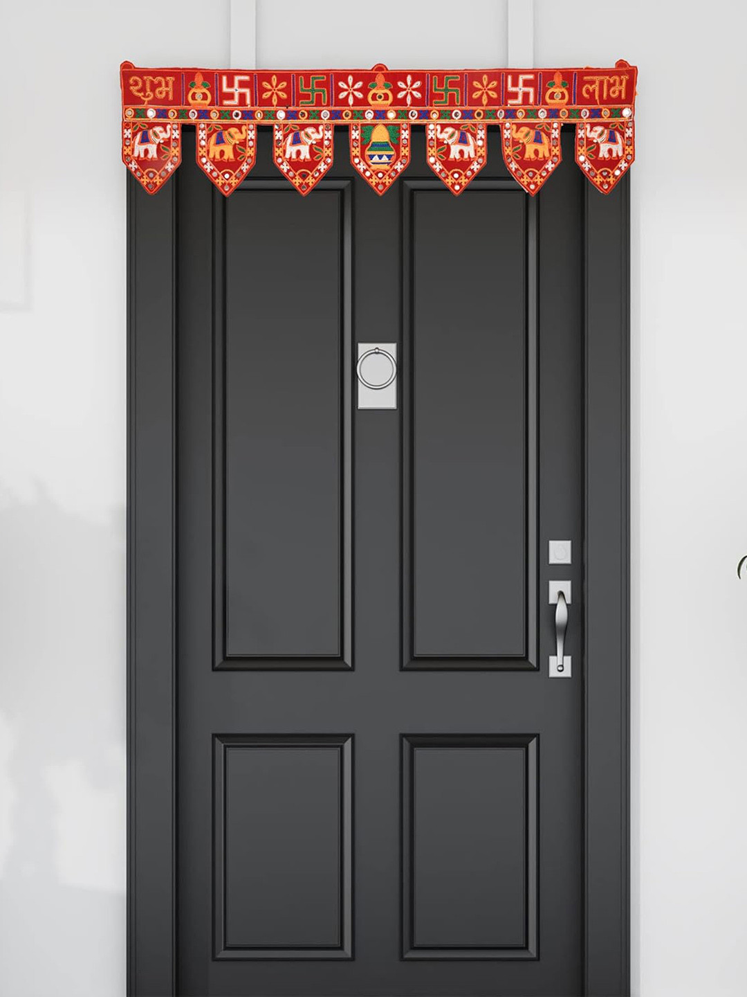 Ascension Red & Yellow Elephant Kalash Subh Labh Design Toran