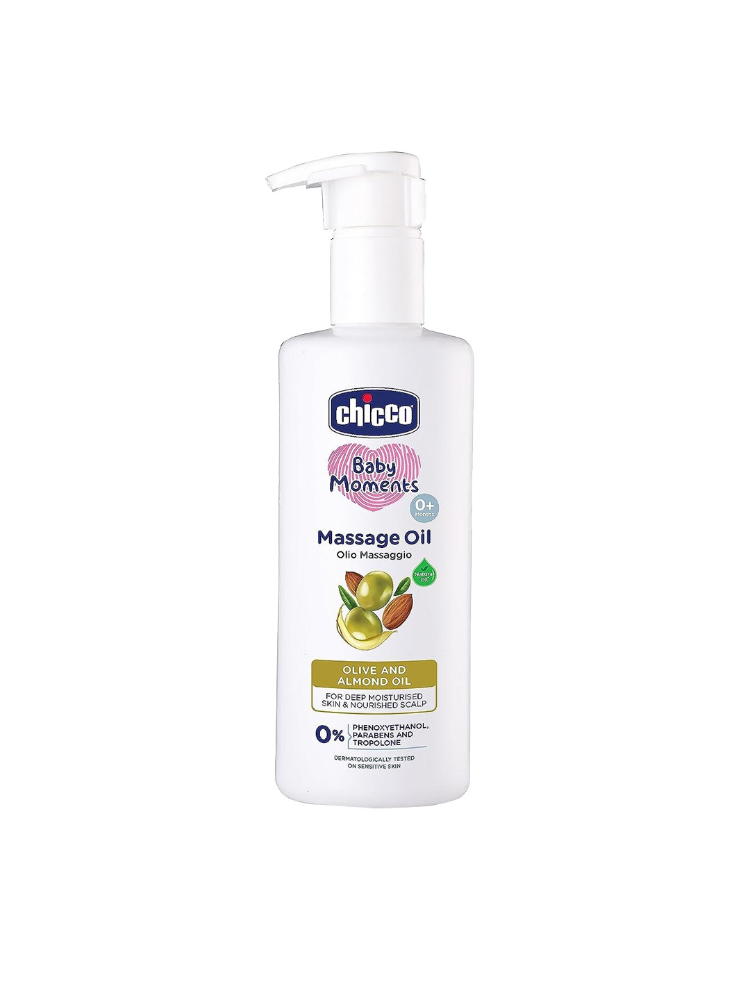 Chicco Baby Moments Moisturizing Massage Oil with Olive & Almond Oil - 300 ml
