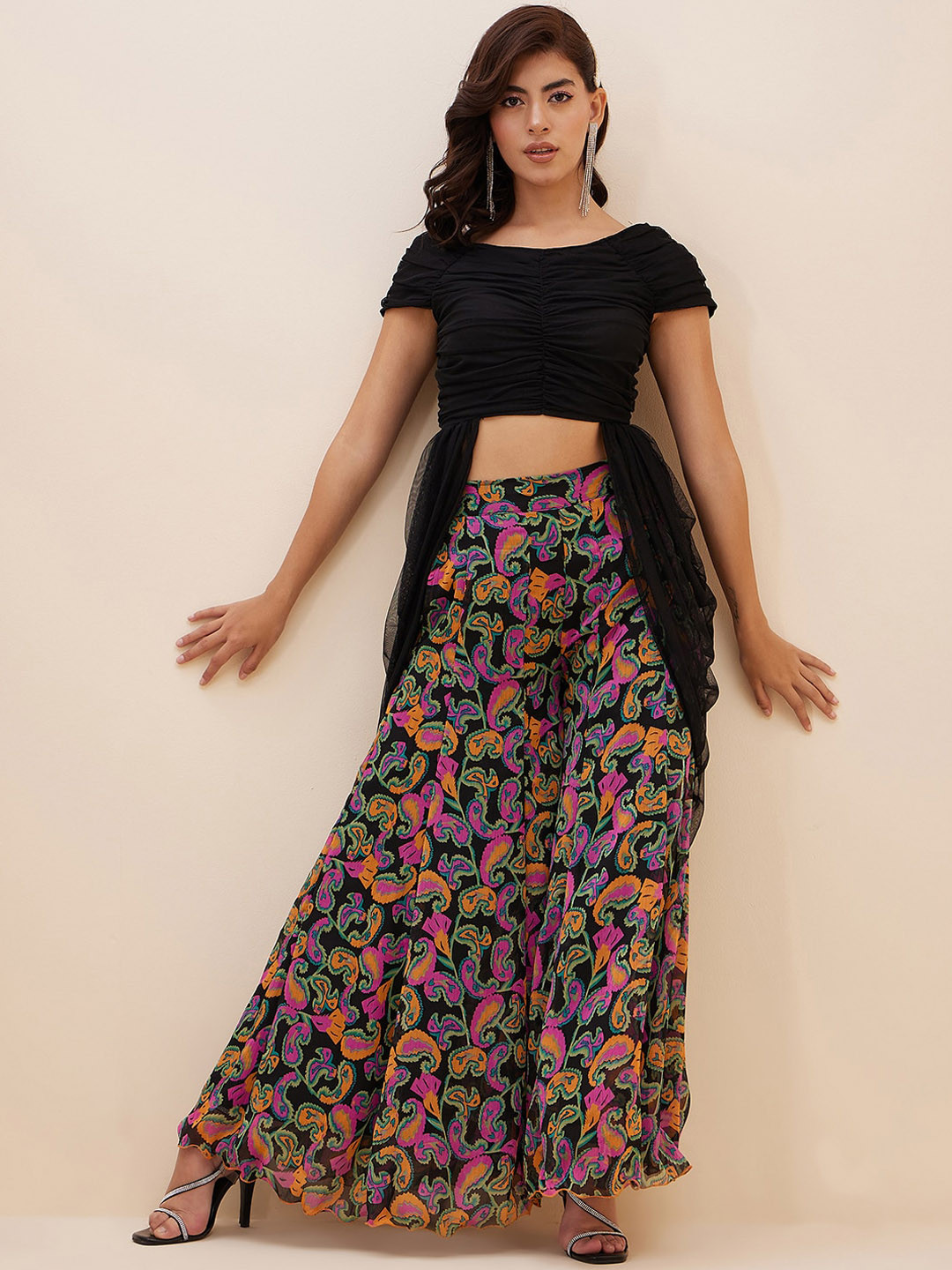 Antheaa Ruched Top With Palazzos