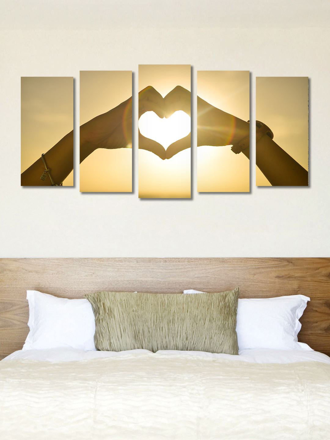 999Store Set of 5 Brown & Yellow Love Wall Art