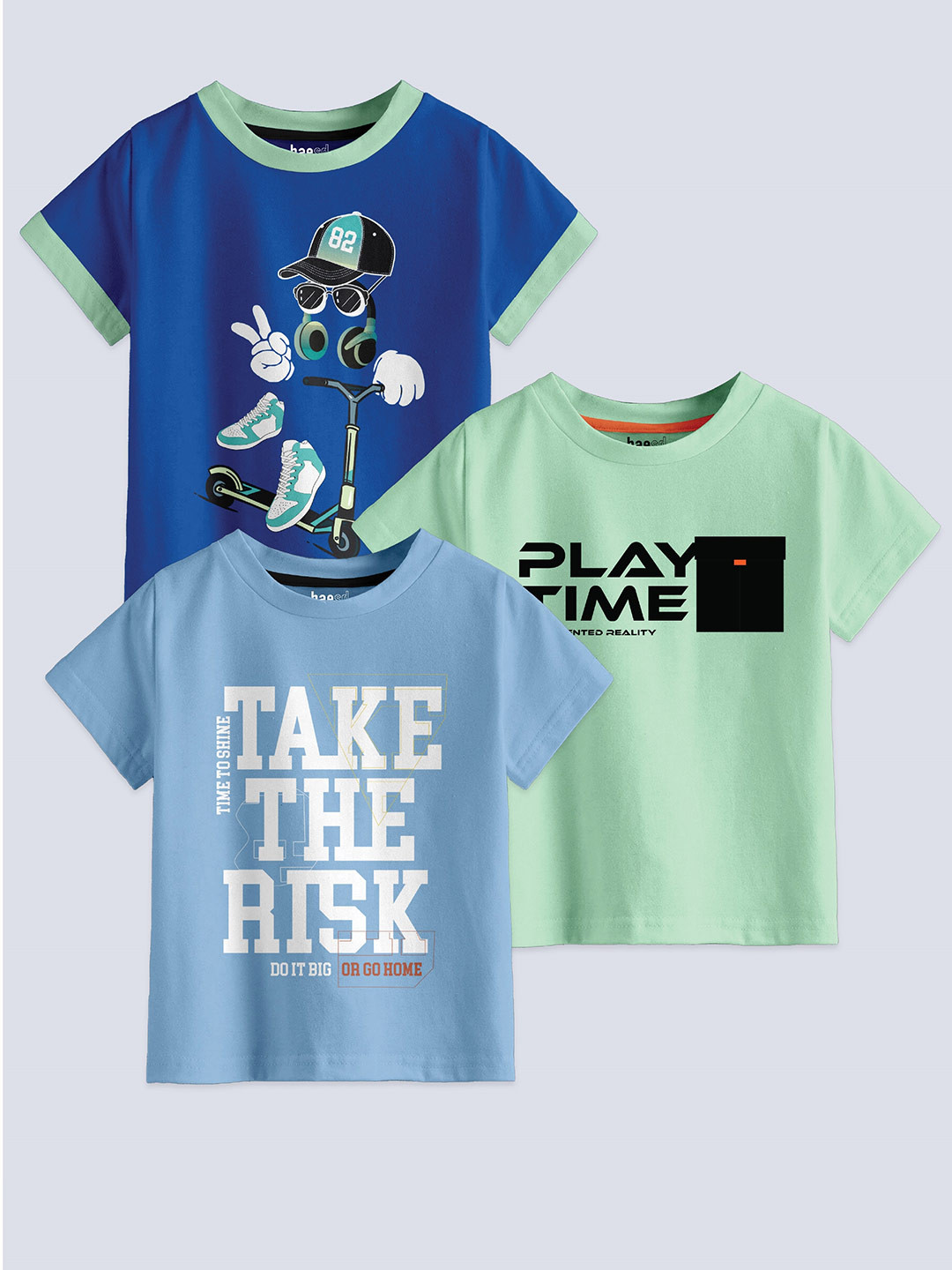 BAESD Boys Multicoloured 3 Printed Applique T-shirt