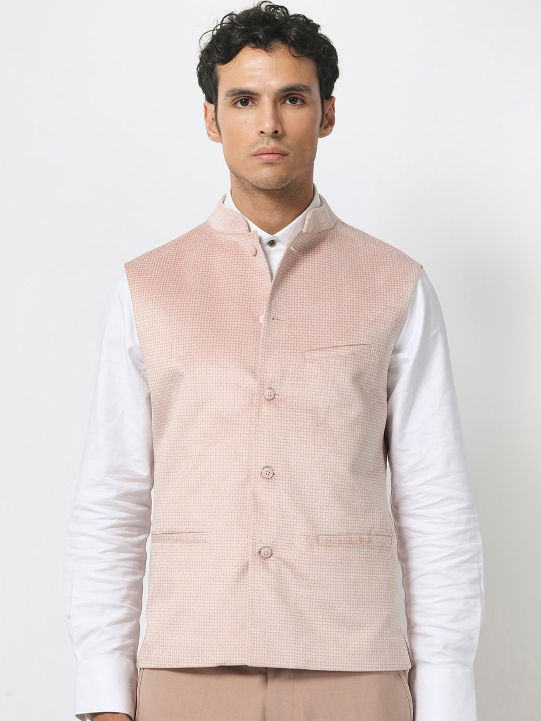 RARE RABBIT Men Emerald Slim Fit Woven Emerald Nehru Jacket