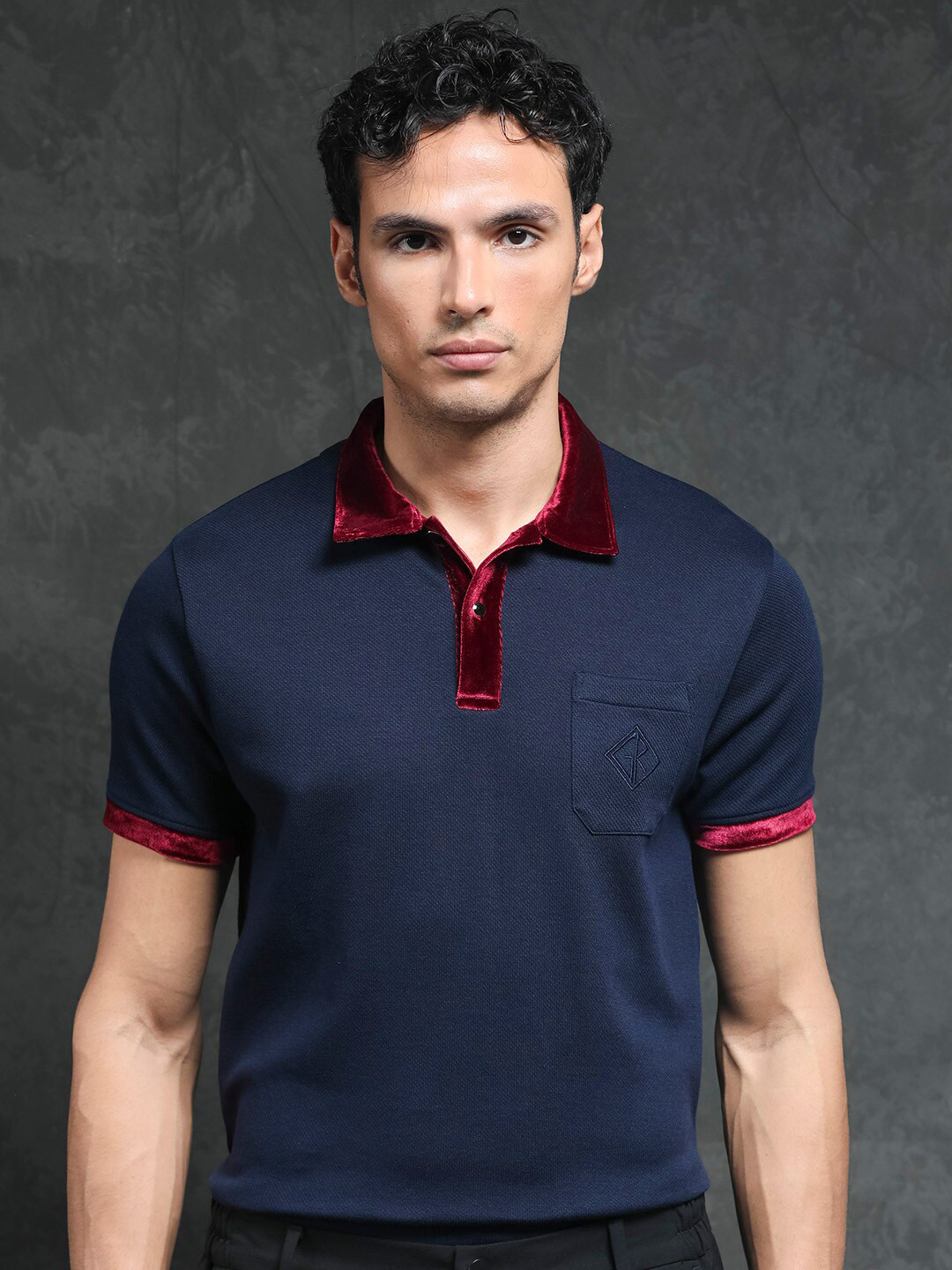 RARE RABBIT Men Danil Polo Collar Applique Slim Fit T-Shirt