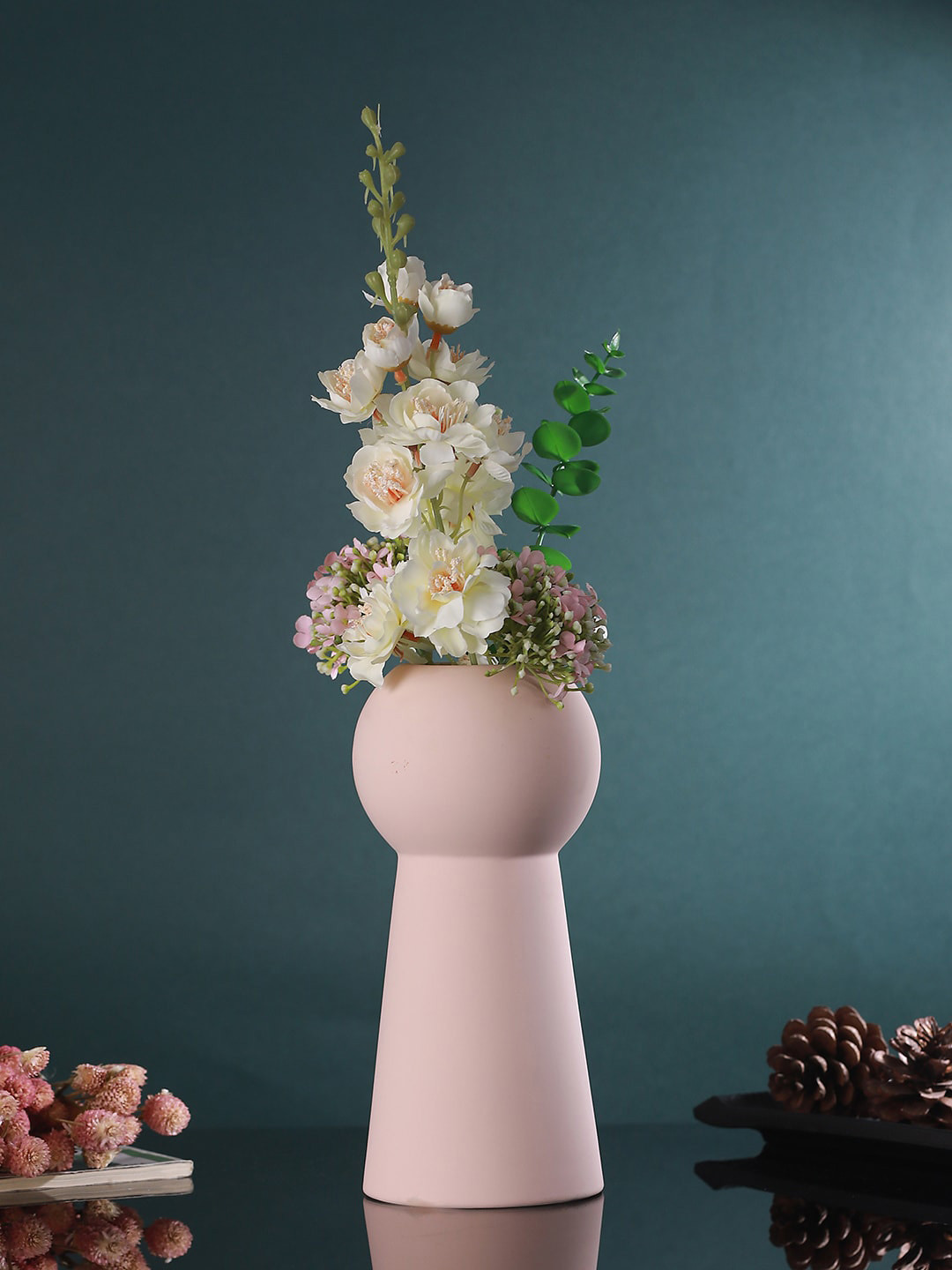 TIED RIBBONS Pink Modern Ceramic Flower Vase