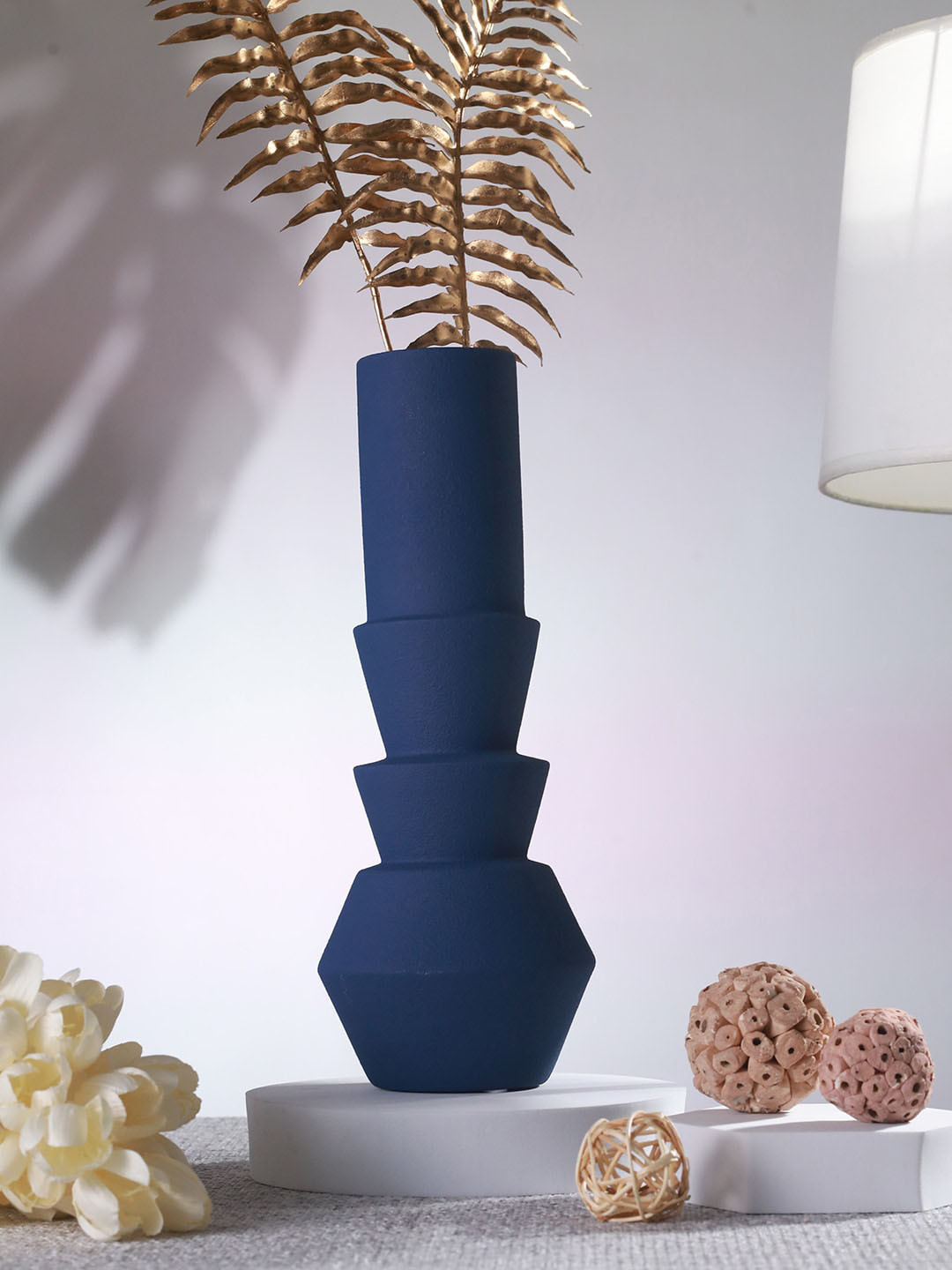 TIED RIBBONS Blue Decorative Ceramic Flower Vase