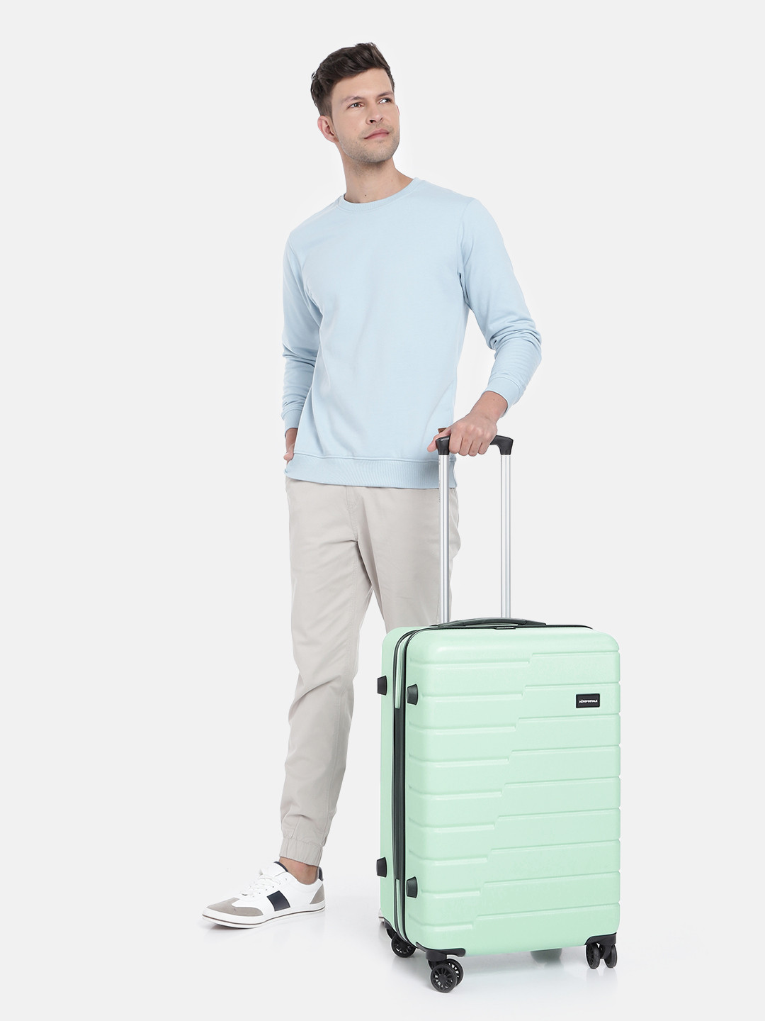 Aeropostale Textured Hard-Sided Medium Trolley Suitcase