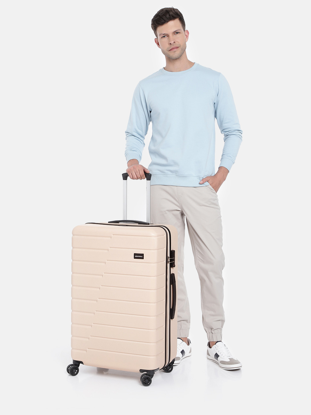 Aeropostale Unisex Textured Hard Shell Large-Sized Trolley Suitcase