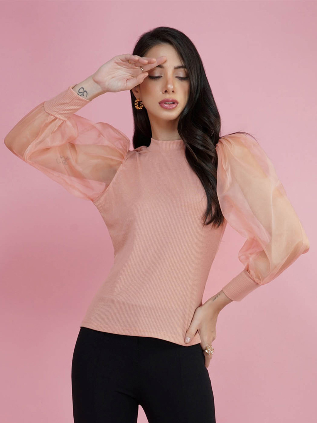 DELAN Pink Batwing Sleeve Top