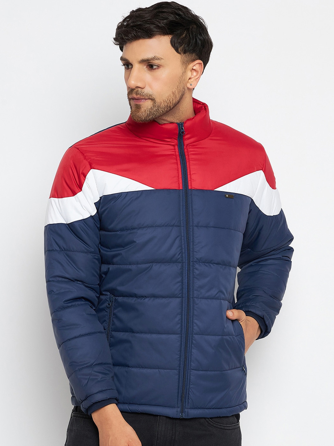 Duke Colourblocked Stand Collar Padded Jacket