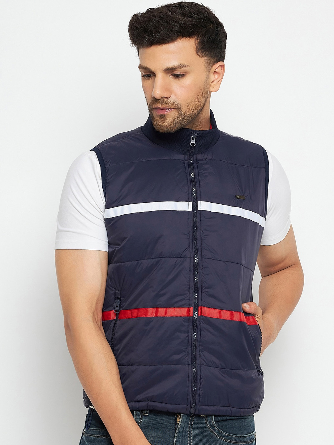 Duke Striped Sleeveless Padded Jacket