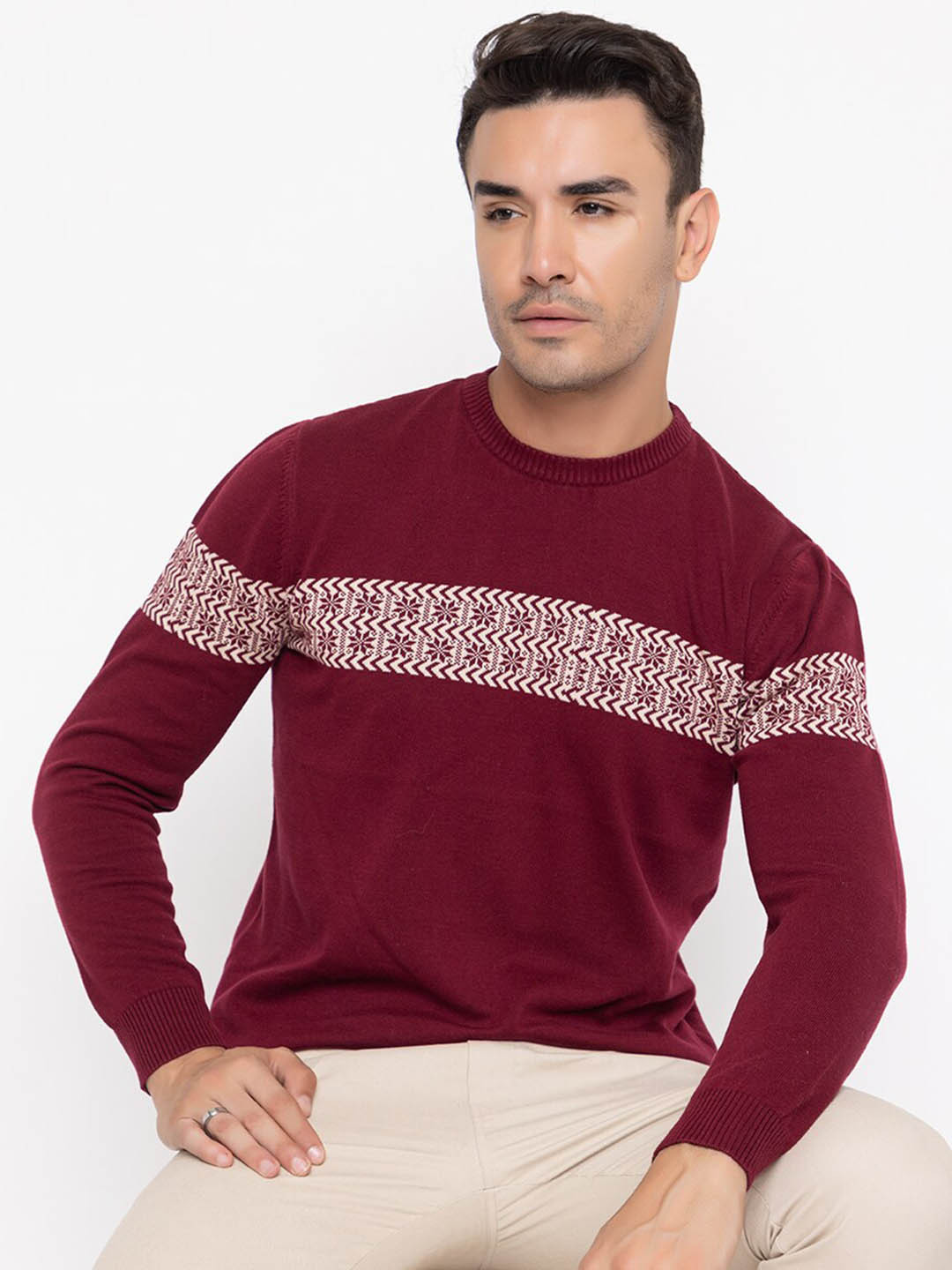 ARMISTO Chevron Jacquard Knit Sweater