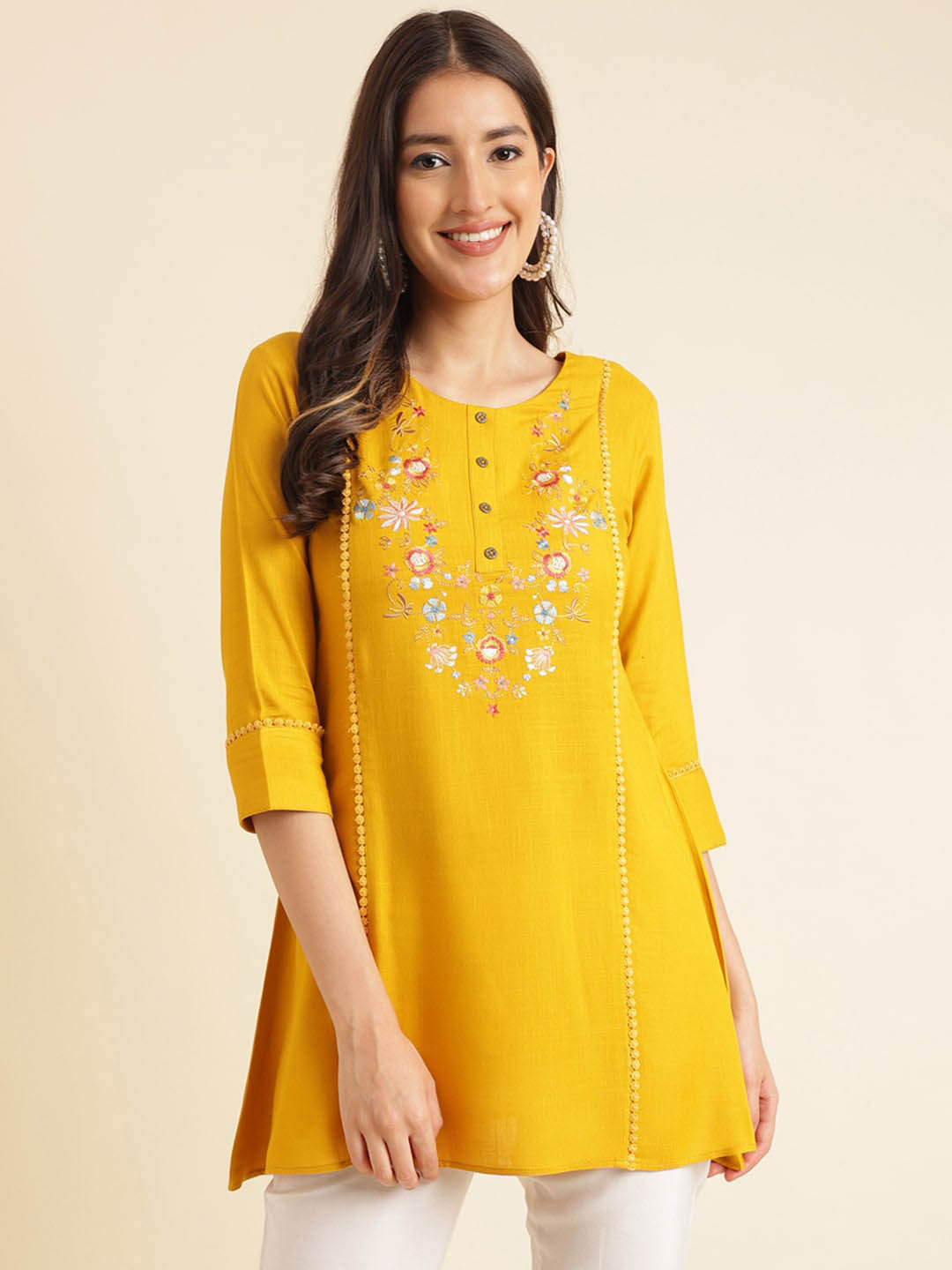HERE&NOW Floral Embroidered Ethnic Tunics