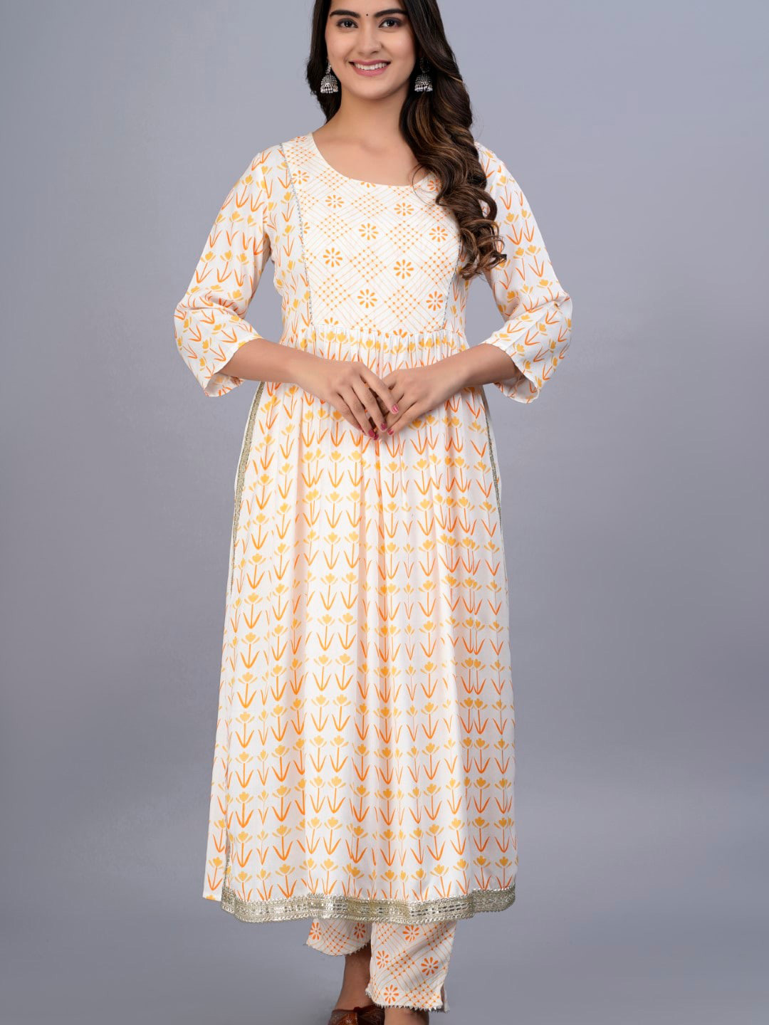 SIPET Floral Printed Anarkali Kurta with Trousers