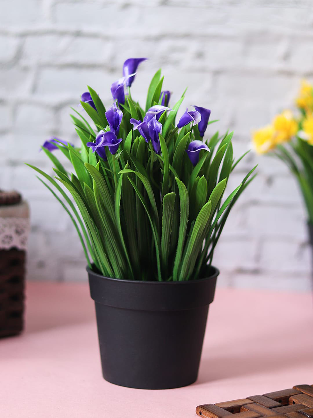 MARKET99 Purple & Black Artificial Flower Plant With Pot