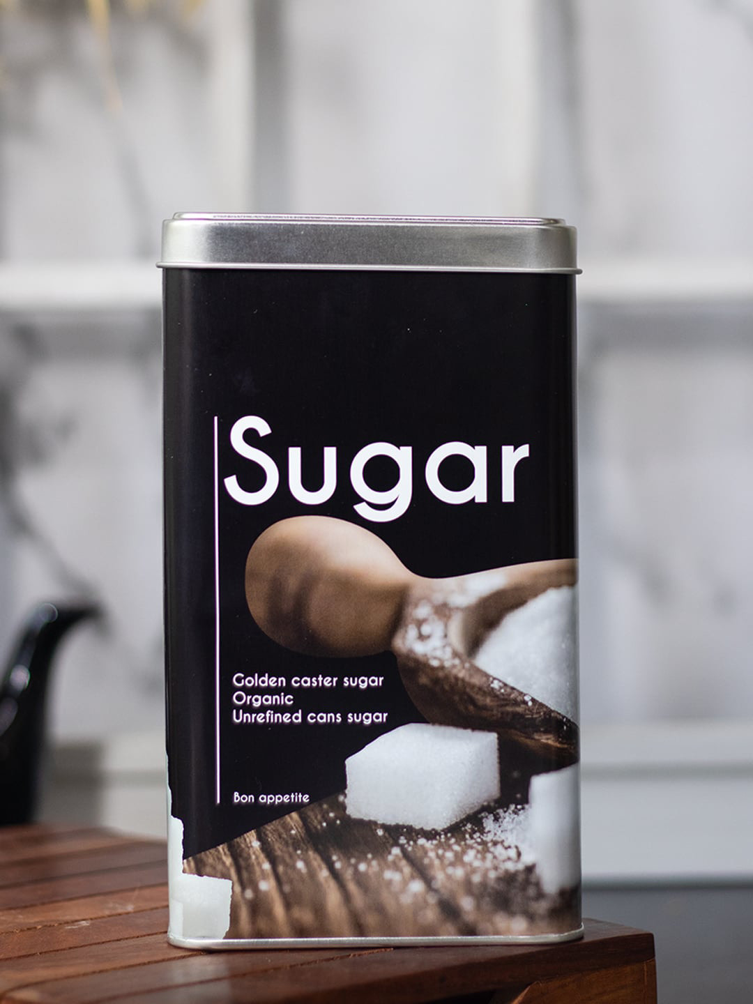 Market99 Black Typography Metal Dishwasher Safe Flip Top Jar-2.05L