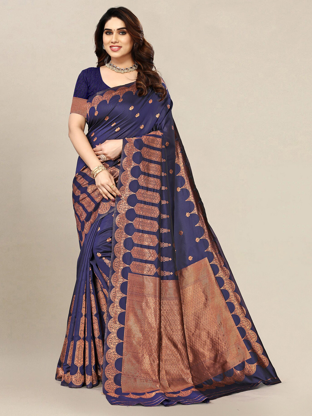 Om Shantam Sarees Woven Design Zari Banarasi Saree