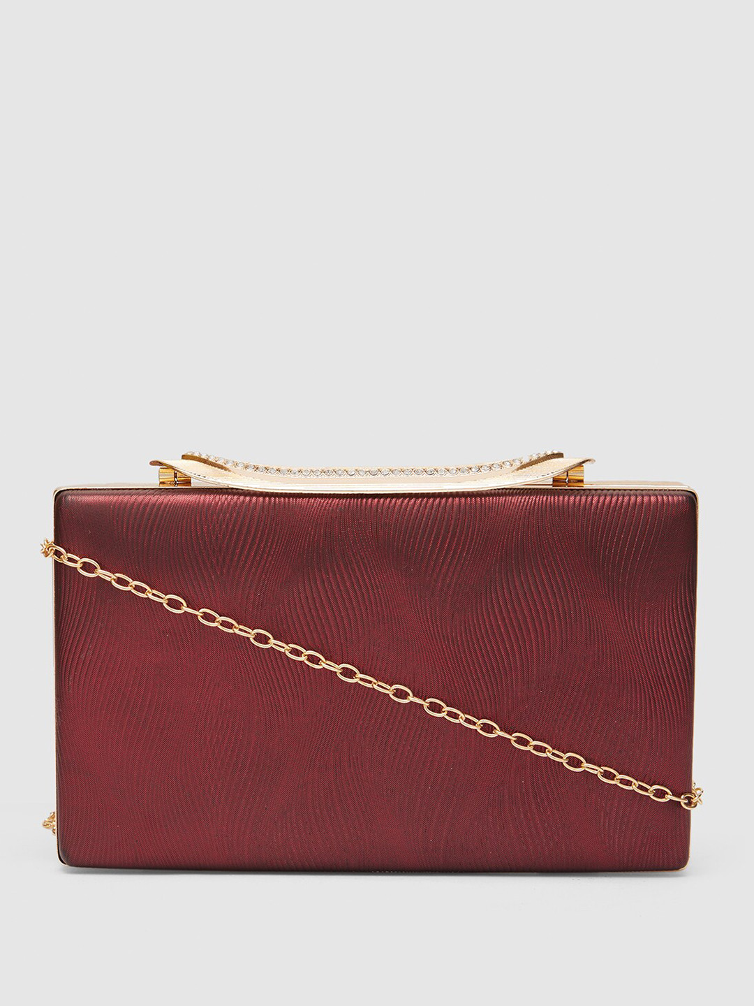 Globus Women Red Embellished Party Box Clutch