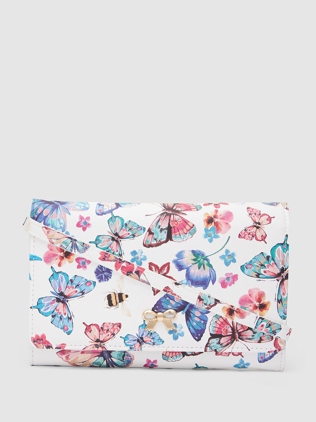 Globus Women White Printed Pouch Sling Bag