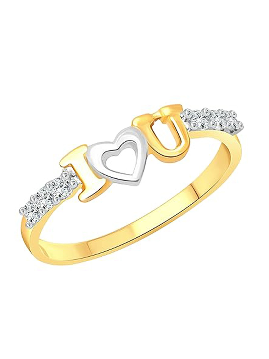 Vighnaharta Gold Plated Cubic Zirconia Studded I Love U Detail Finger Ring