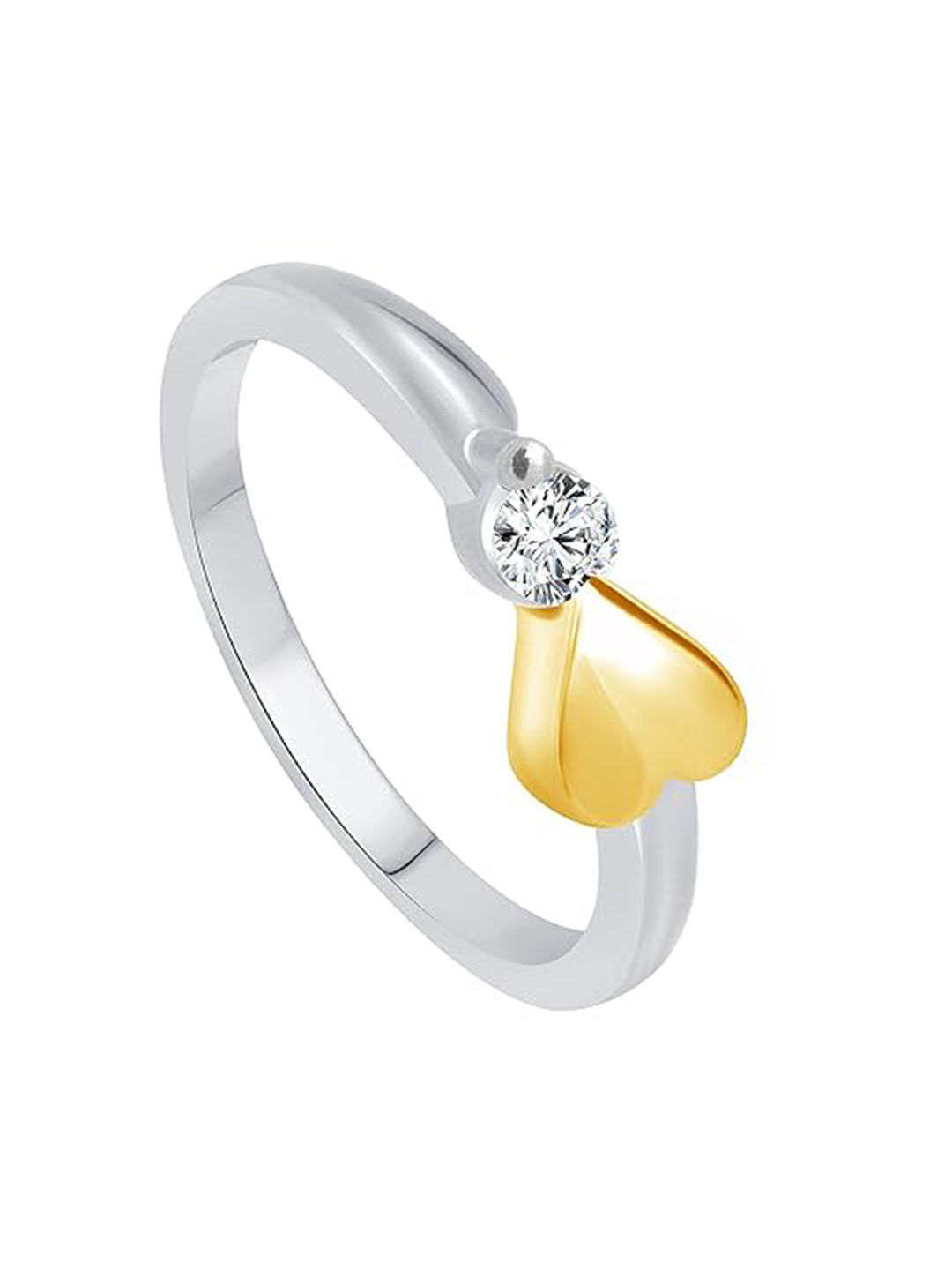 Vighnaharta Rhodium-Plated CZ Studded Sweat Heart Finger Ring