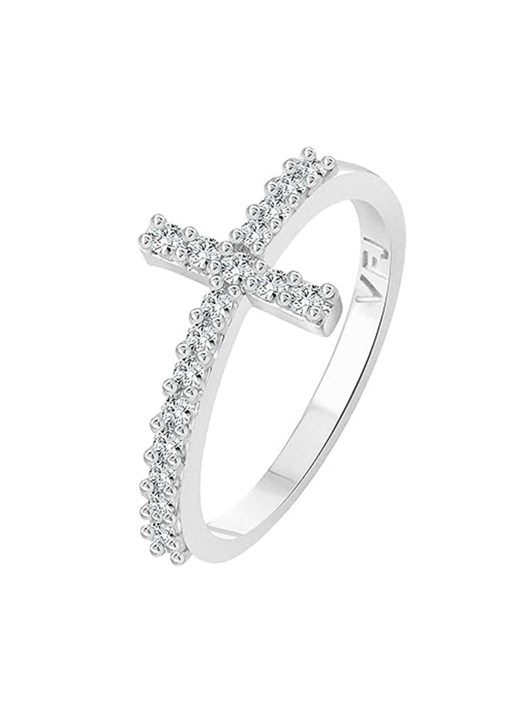 Vighnaharta CZ Studded Jesus Cross Finger Ring