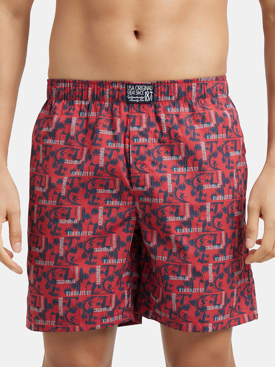 Jockey Combed Mercerized Cotton Woven Boxer Shorts with Side Pocket-US57