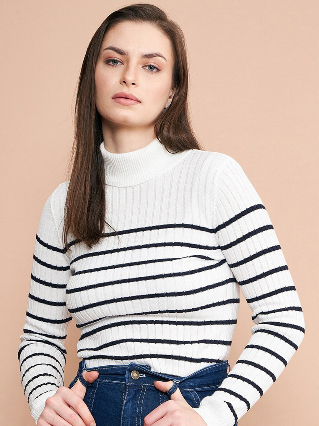 98 Degree North Turtle Neck Ribbed Cotton Pullover