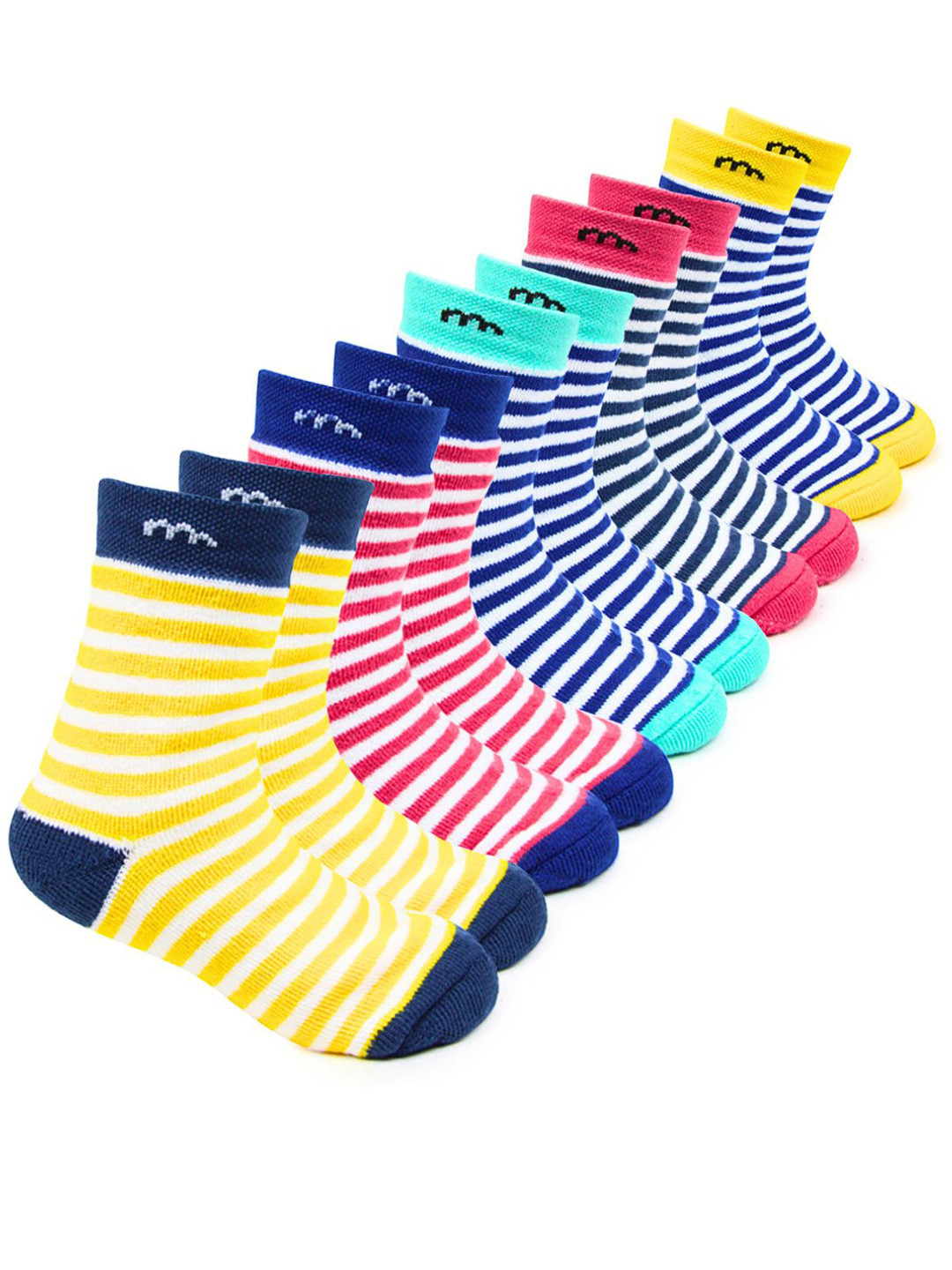 BAESD Kids Pack Of 5 Striped Patterned Cotton Ankle -Length Socks