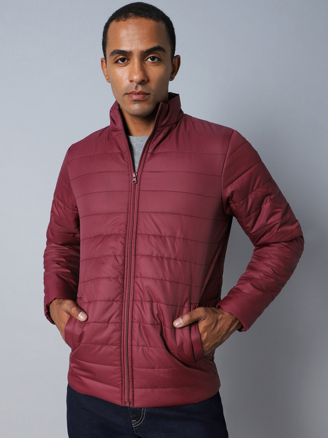 High Star Mock Collar Long Sleeves Puffer Jacket