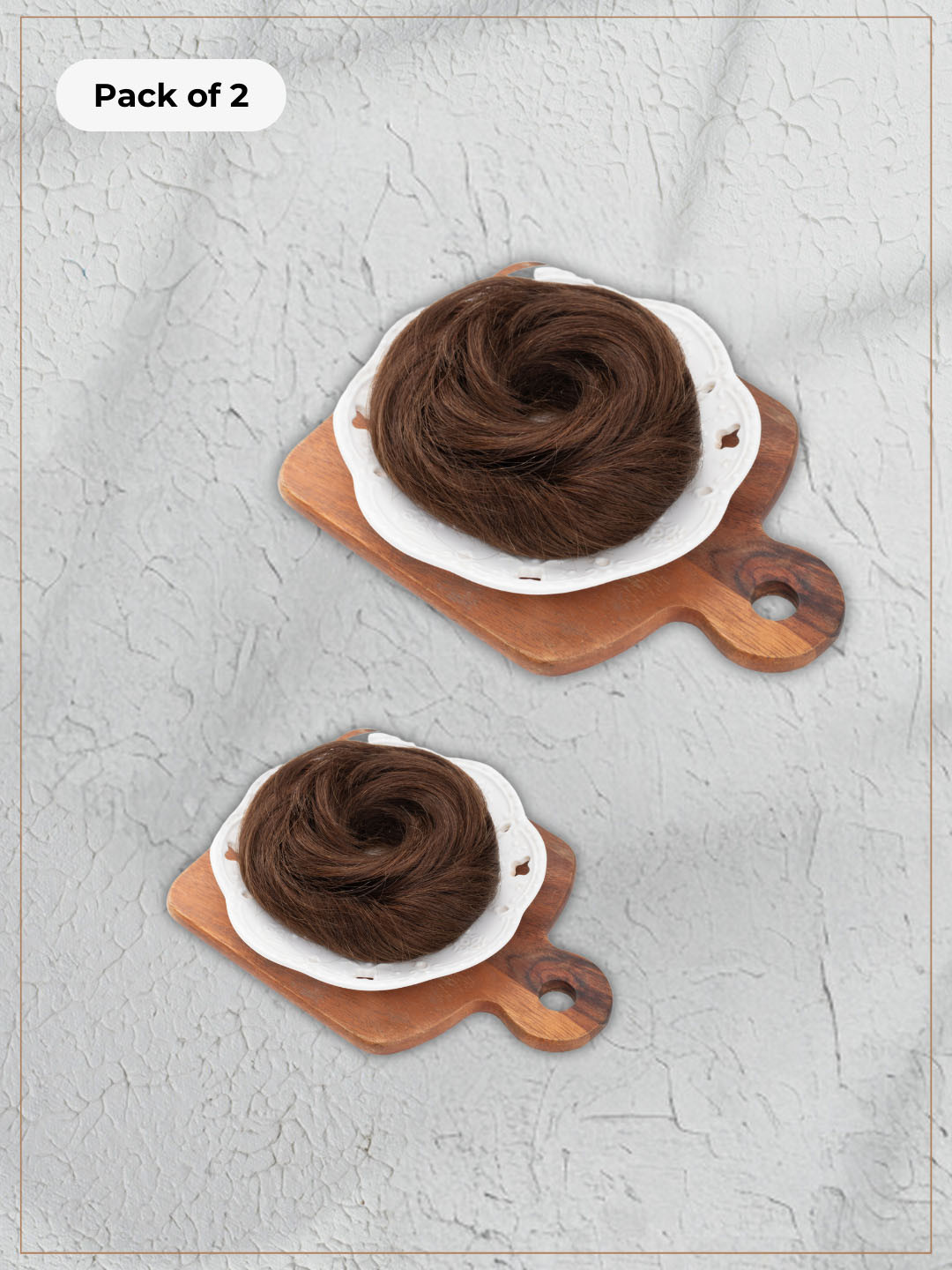 HAIR ORIGINALS Set of 2 100% Human Hair Messy Bun Scrunchie - Medium Brown