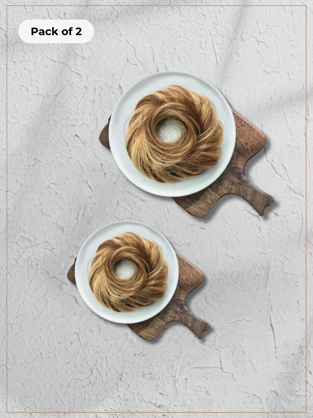 HAIR ORIGINALS Set of 2 100% Human Hair Messy Bun Scrunchie - Cinnamon Twist