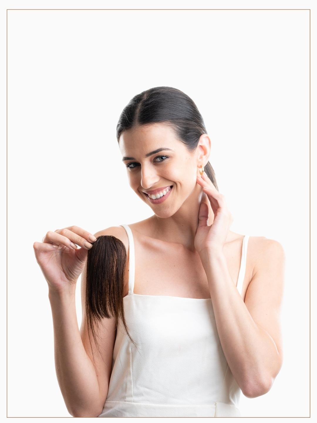 HAIR ORIGINALS Women 100% Natural Human Hair- Bang - Natural Brown